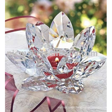 Clear Glass Lotus Flower Candle Holder For Wedding Party Supply